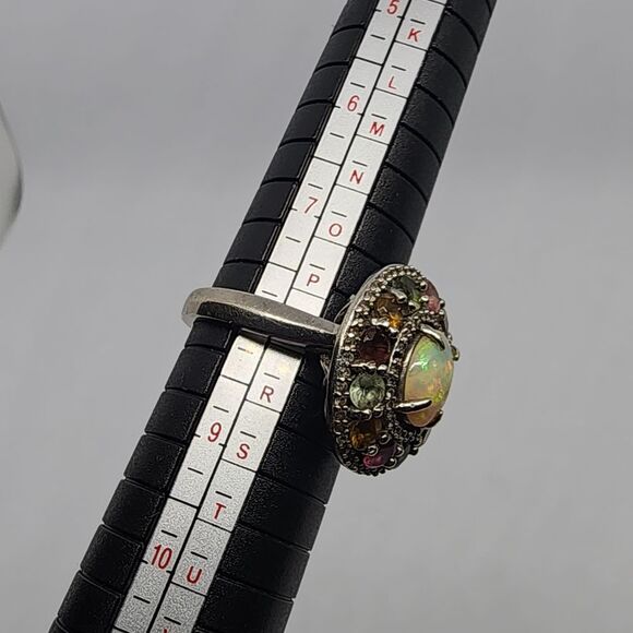 VTG 925 Sterling Silver Size 8 Authentic Carol Brodie Fire Opal Tourmaline Ring - Picture 7 of 14